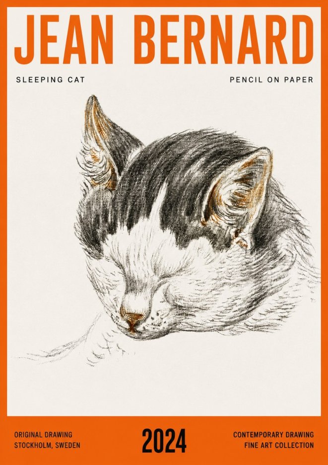 Jean Bernard Sleeping Cat V No4 - Poster