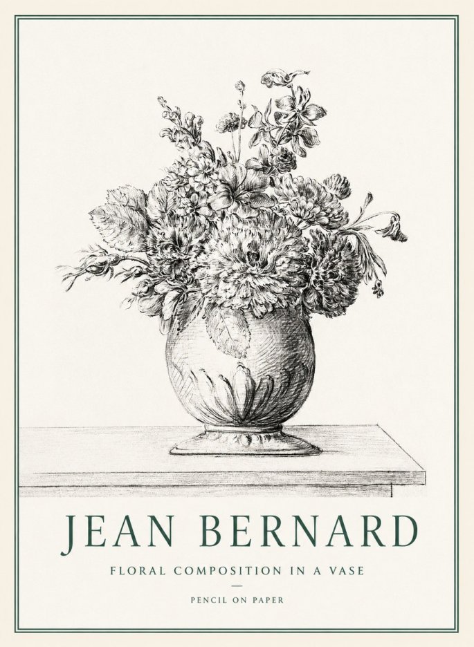 Jean Bernard Floral Composition in a Vase No1 - Poster