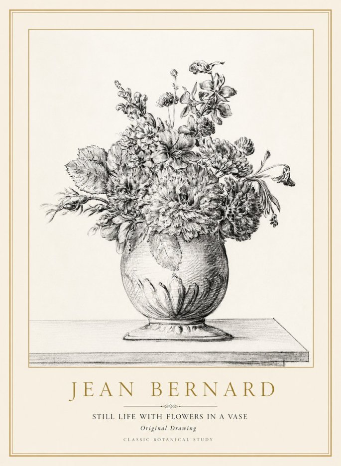 Jean Bernard Floral Composition in a Vase No2 - Poster