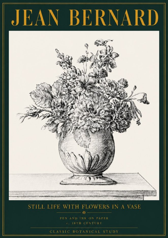 Jean Bernard Floral Composition in a Vase No4 - Poster