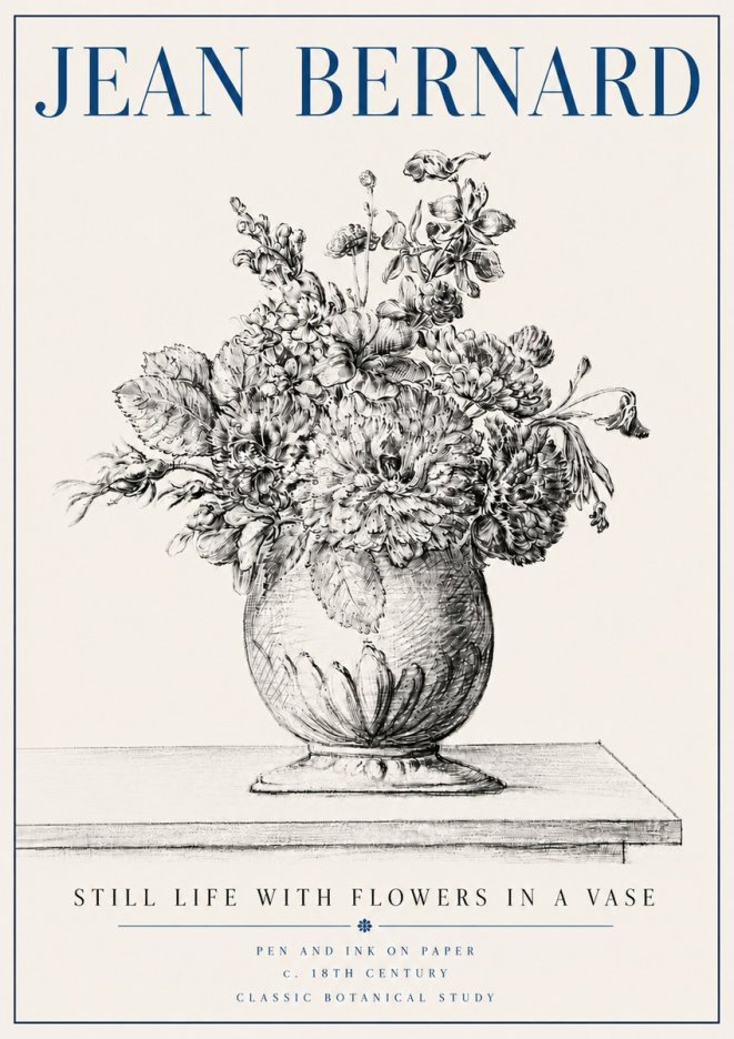Jean Bernard Floral Composition in a Vase No6 - Poster