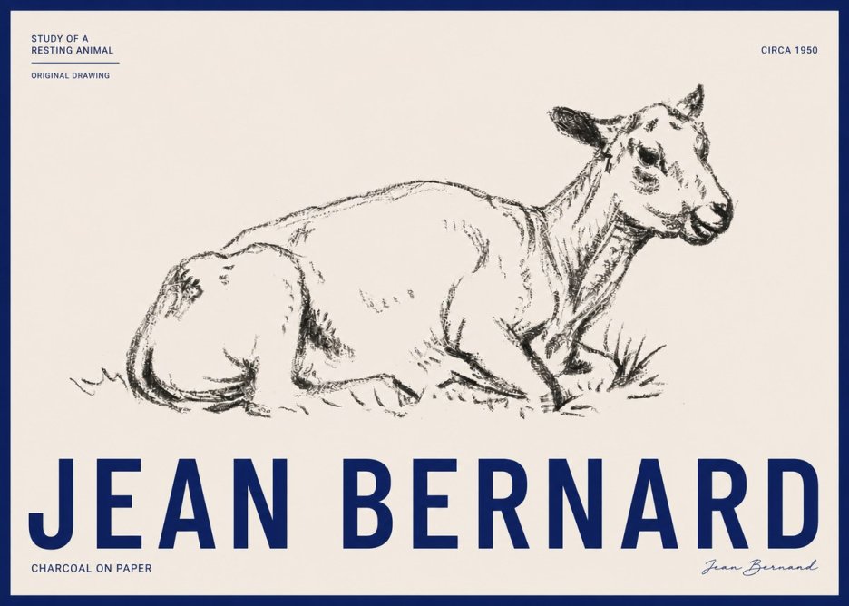 Jean Bernard Study of a Resting Animal No3 - Poster