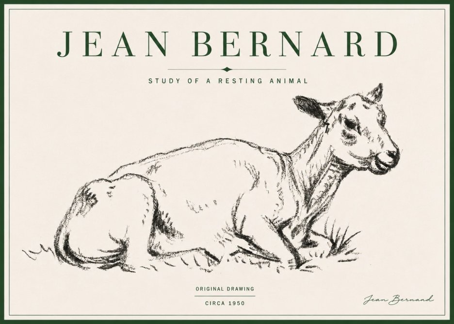 Jean Bernard Study of a Resting Animal No4 - Poster