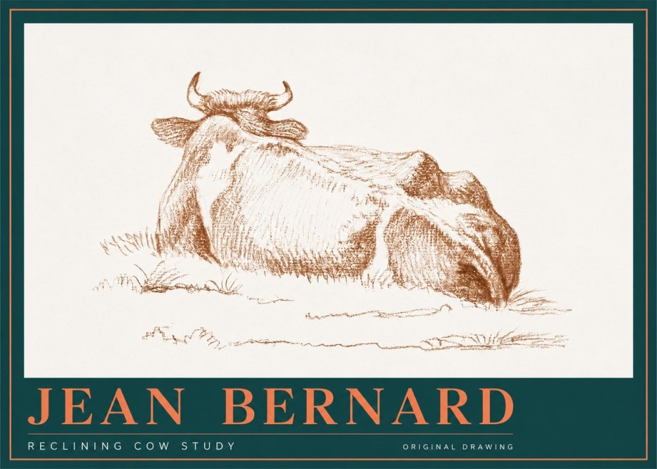 Jean Bernard Reclining Cow Study No2 - Poster