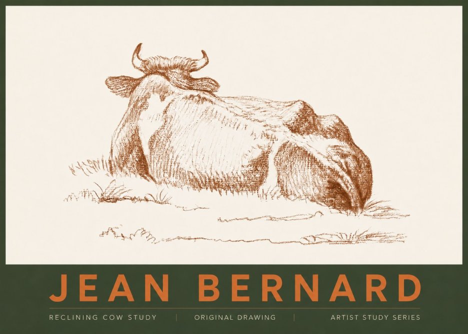 Jean Bernard Reclining Cow Study No4 - Poster