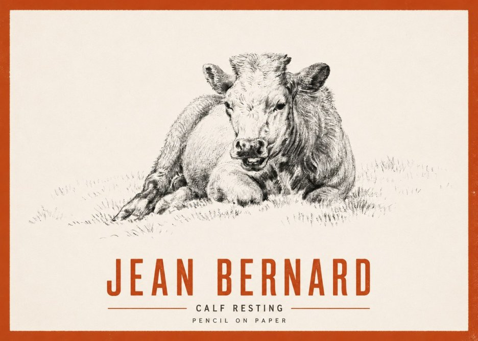 Jean Bernard Calf Resting No2 - Poster