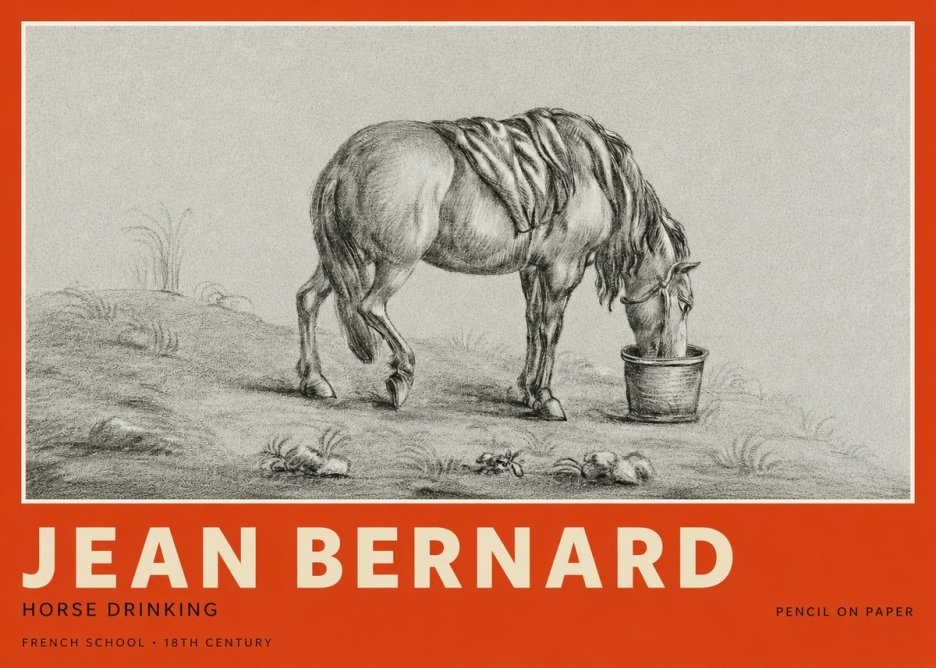 Jean Bernard Horse Drinking No2 - Poster