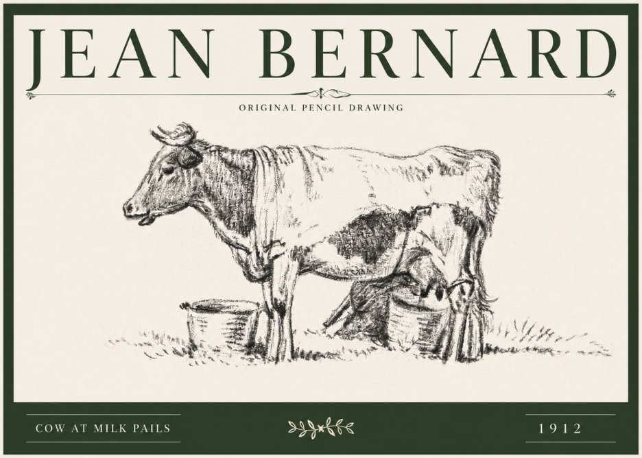 Jean Bernard Cow at Milk Pails No3 - Poster