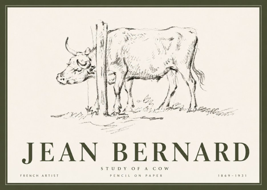 Jean Bernard Study of a Cow VII No6 - Poster