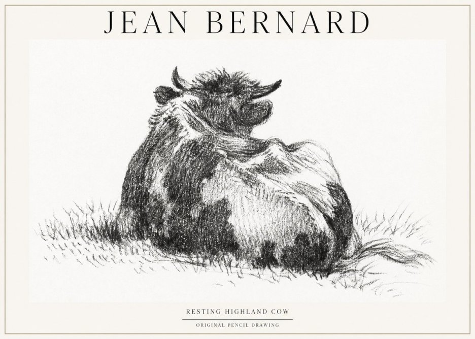 Jean Bernard Resting Highland Cow No1 - Poster