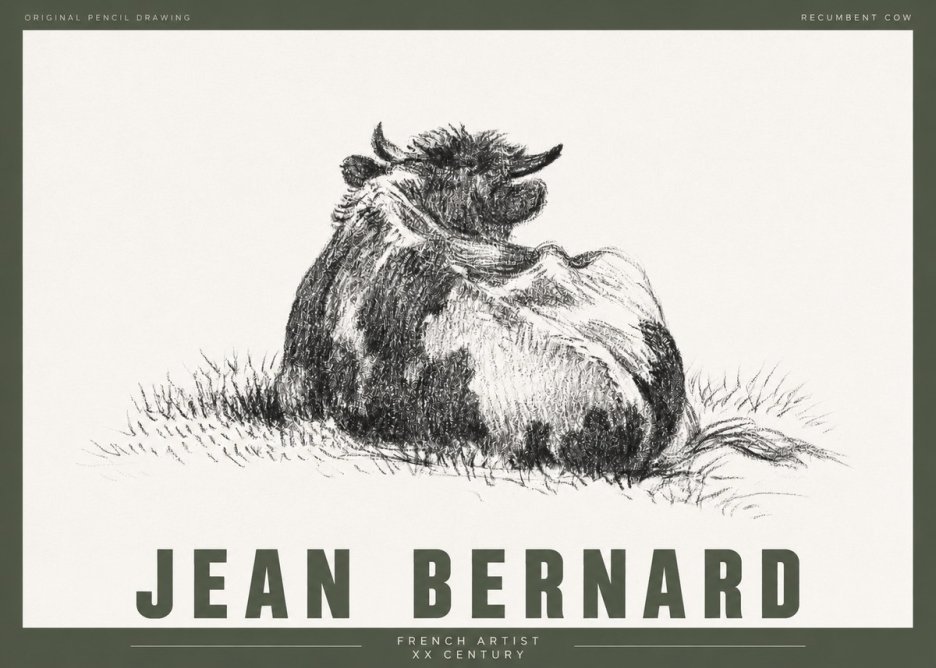 Jean Bernard Resting Highland Cow No4 - Poster
