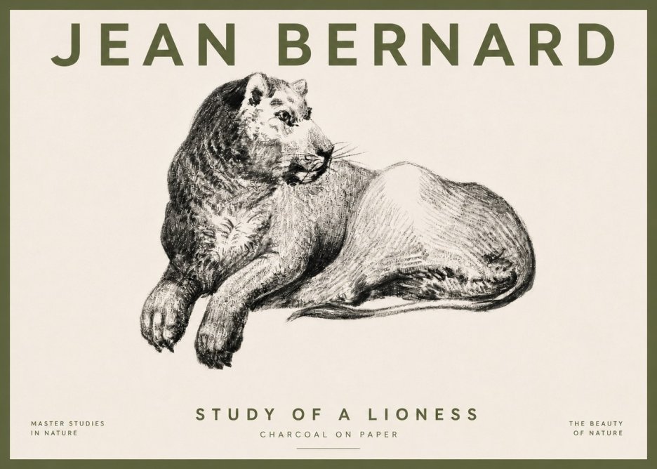 Jean Bernard Lying Lioness No5 - Poster