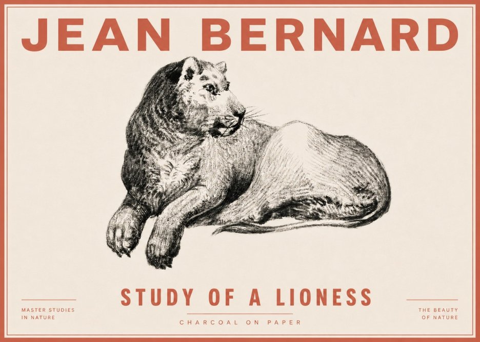 Jean Bernard Lying Lioness No6 - Poster