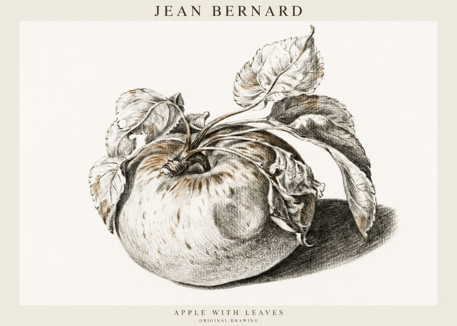 Jean Bernard Apple with Leaves No1 - Poster
