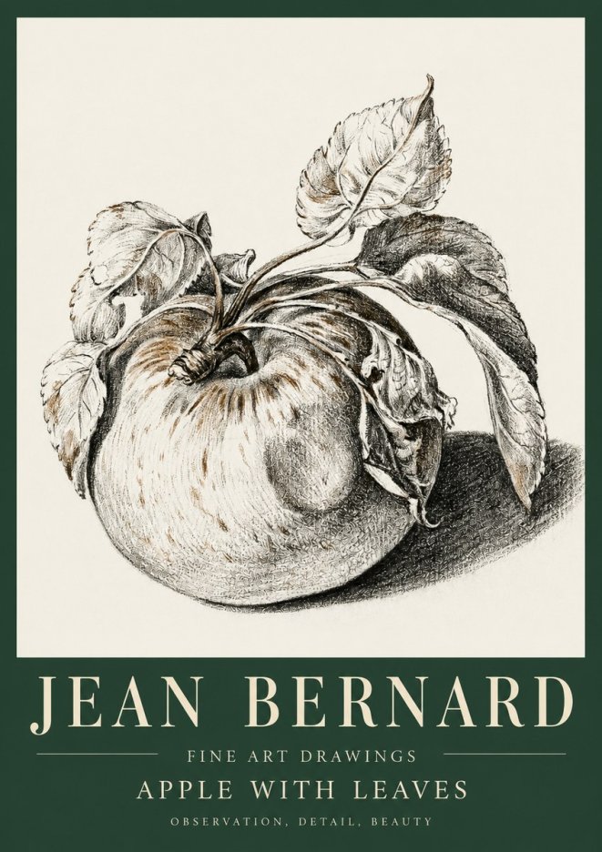 Jean Bernard Apple with Leaves No5 - Poster