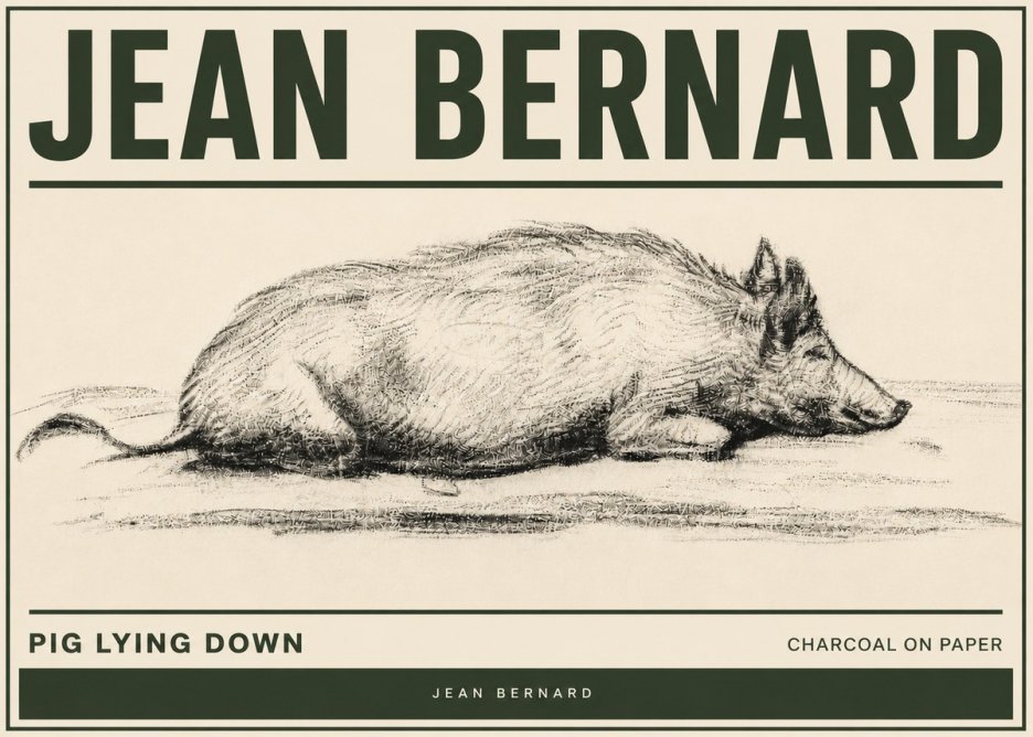 Jean Bernard Resting Pig I No5 - Poster
