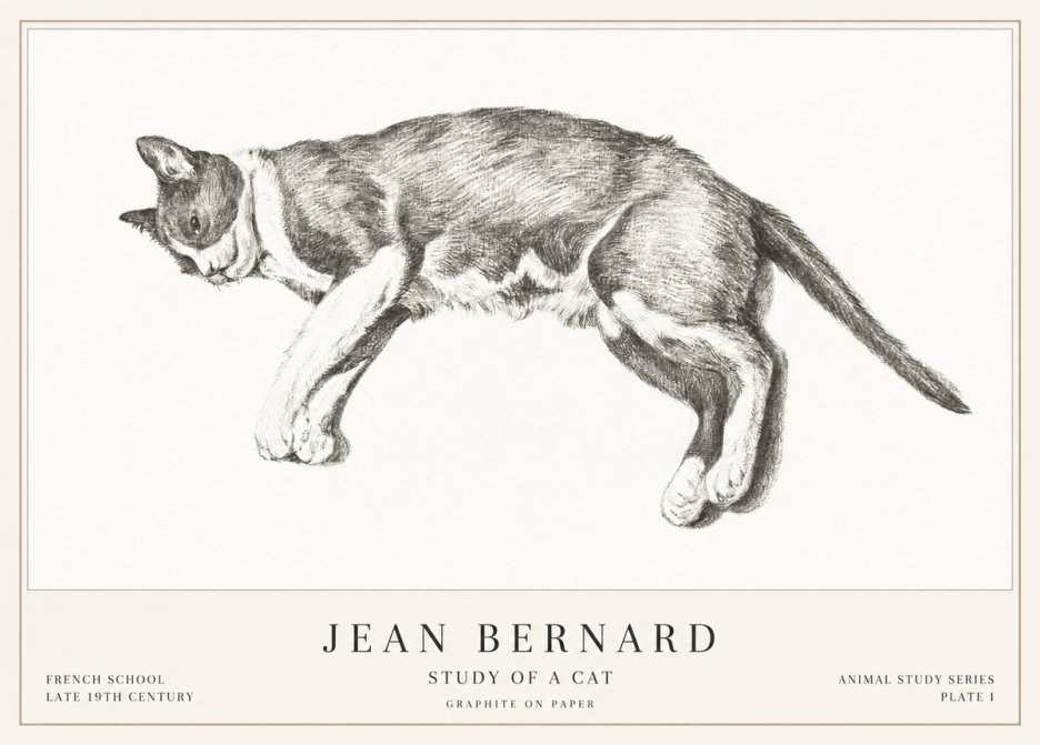 Jean Bernard Cat Study VII No3 - Poster