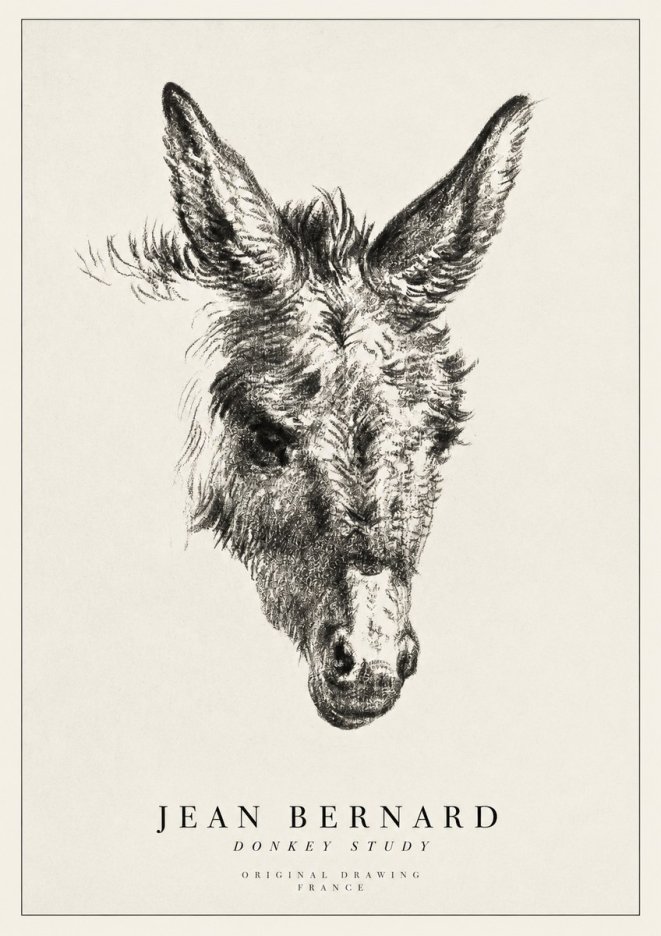 Jean Bernard Donkey Study IV No1 - Poster