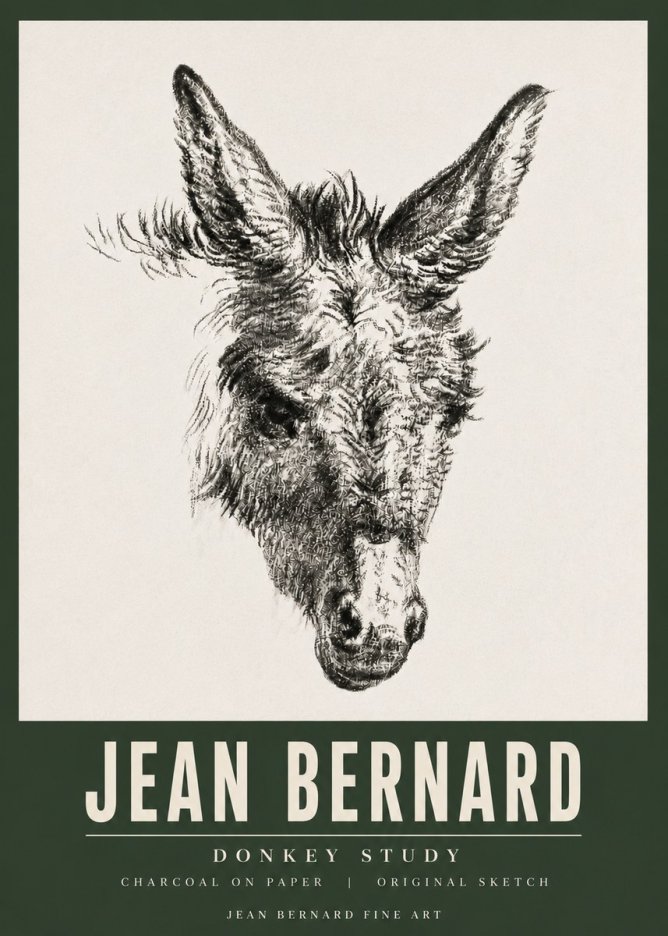 Jean Bernard Donkey Study IV No5 - Poster