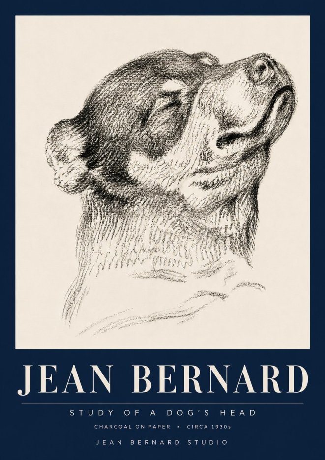 Jean Bernard Study of a Dog III No6 - Poster