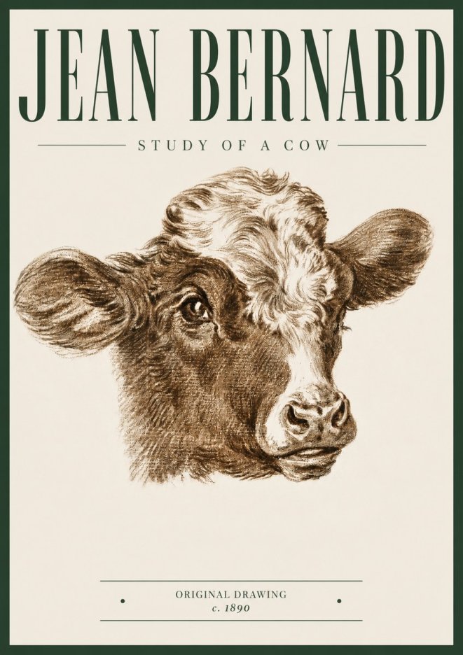 Jean Bernard Study of a Cow VIII No5 - Poster