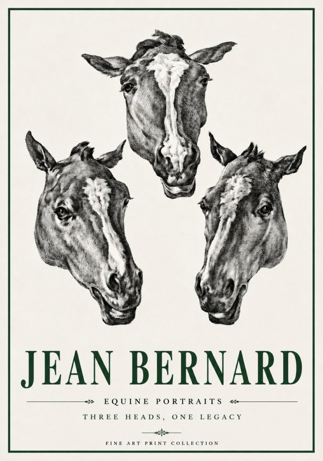 Jean Bernard Three Studies of a Horse No6 - Poster