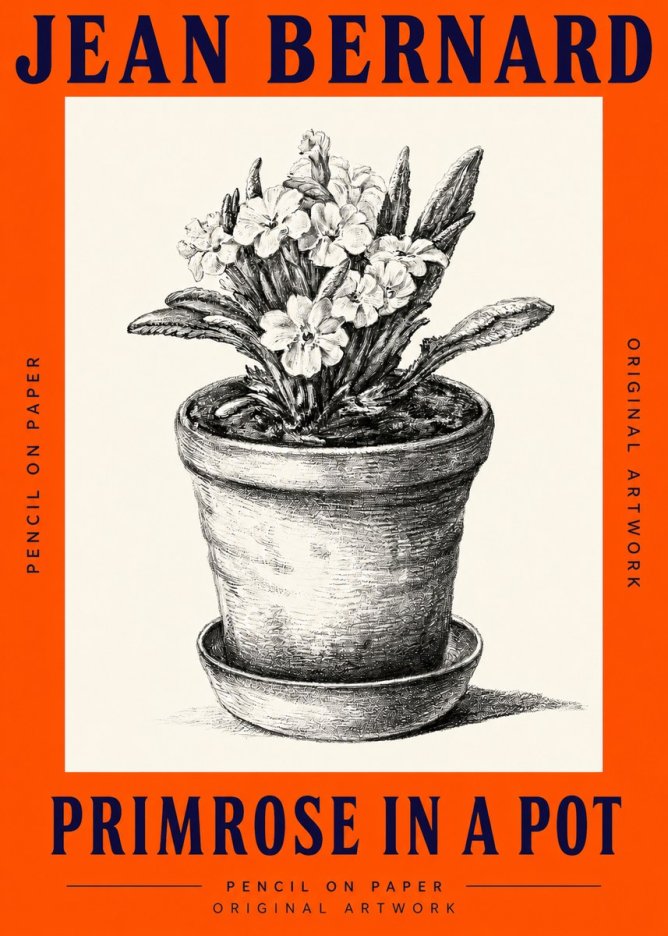 Jean Bernard Potted Primrose No3 - Poster