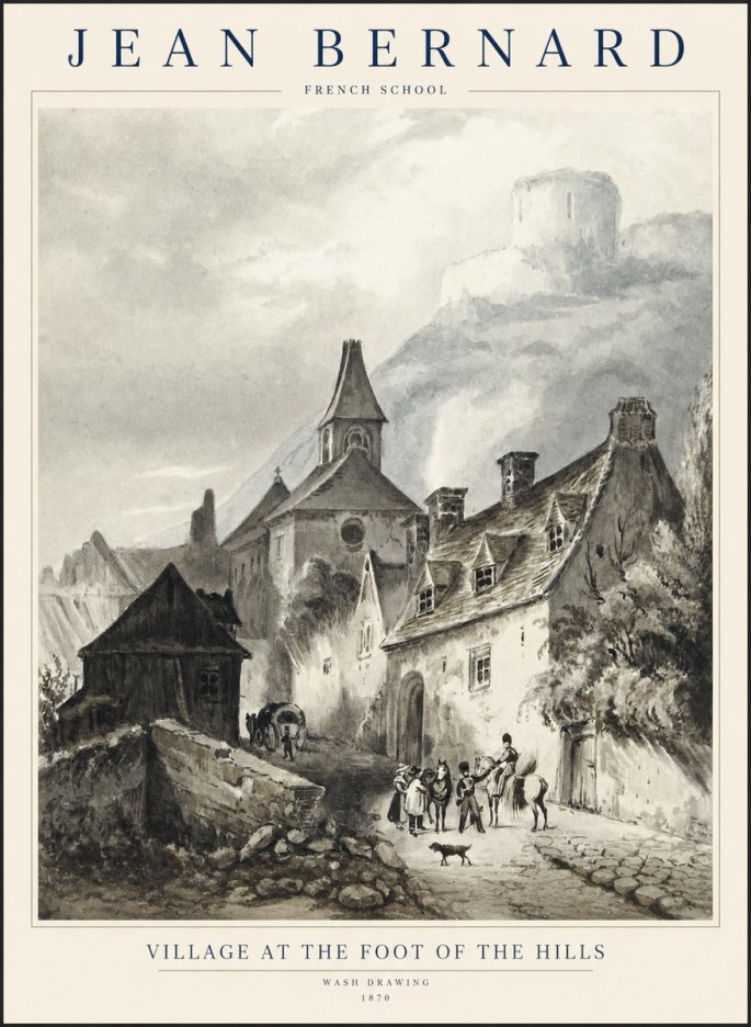 Jean Bernard Village at the Foot of the Hill No2 - Poster