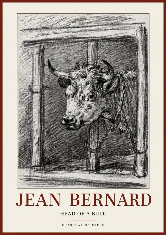 Jean Bernard Study of a Bull II No2 - Poster