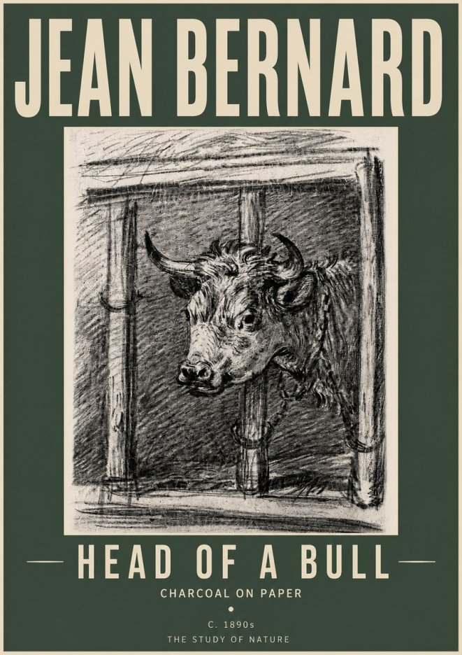 Jean Bernard Study of a Bull II No5 - Poster