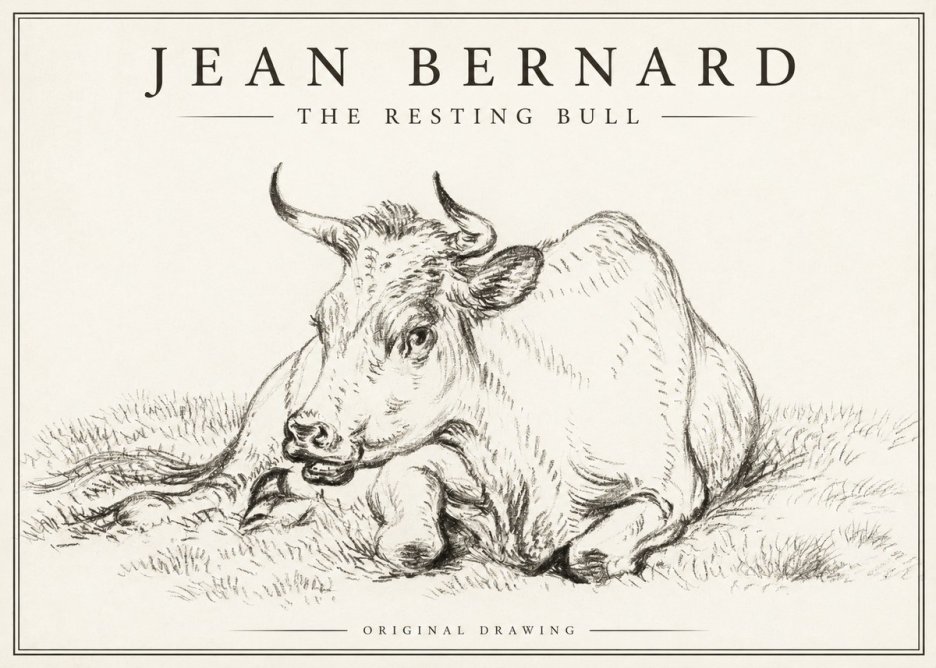 Jean Bernard Study of a Cow, Resting No3 - Poster