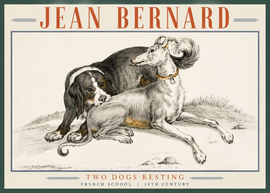 Jean Bernard Two Dogs Resting No3 - Poster