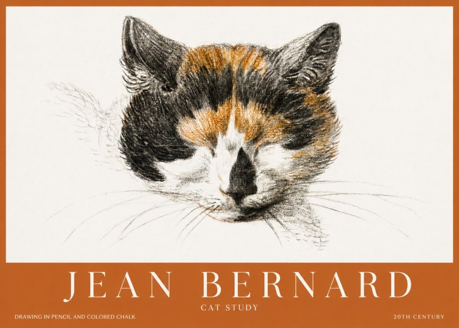 Jean Bernard Cat Study VIII No2 - Poster