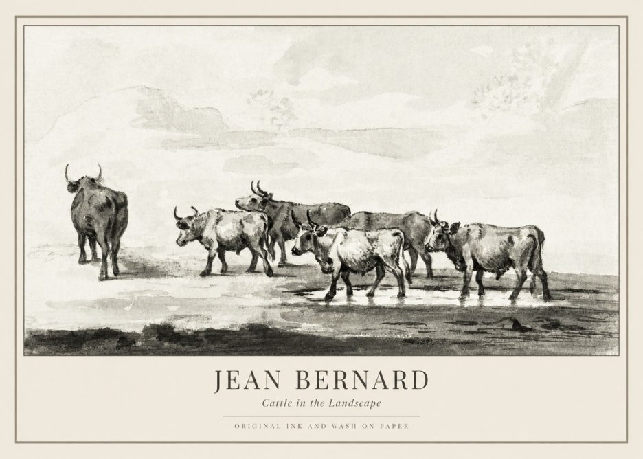 Jean Bernard Cattle in the Landscape No1 - Poster