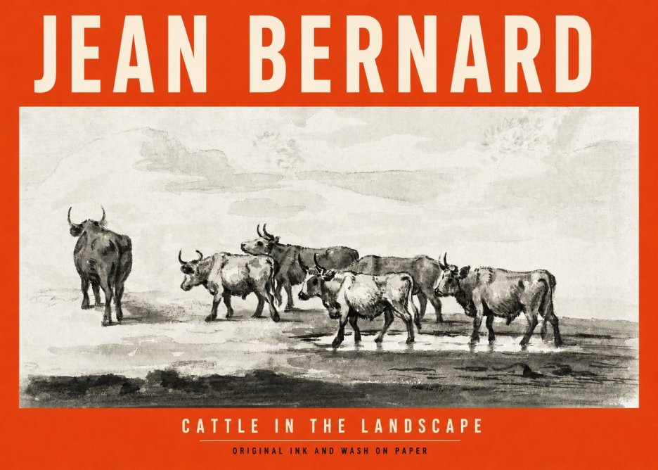 Jean Bernard Cattle in the Landscape No2 - Poster