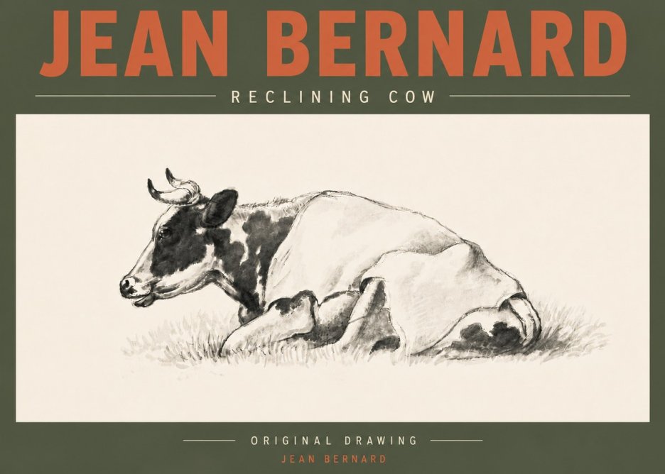 Jean Bernard Reclining Cow II No5 - Poster
