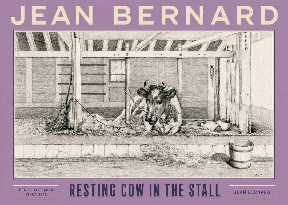 Jean Bernard Resting Cow in the Stall I No4 - Poster