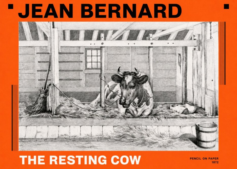 Jean Bernard Resting Cow in the Stall I No6 - Poster