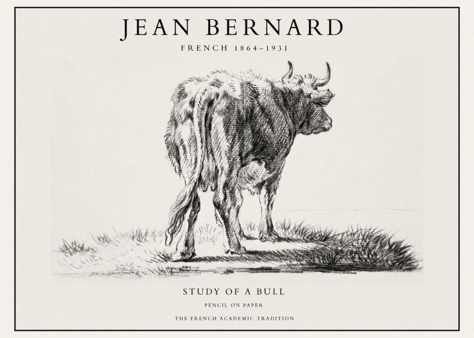 Jean Bernard Study of a Bull V No1 - Poster