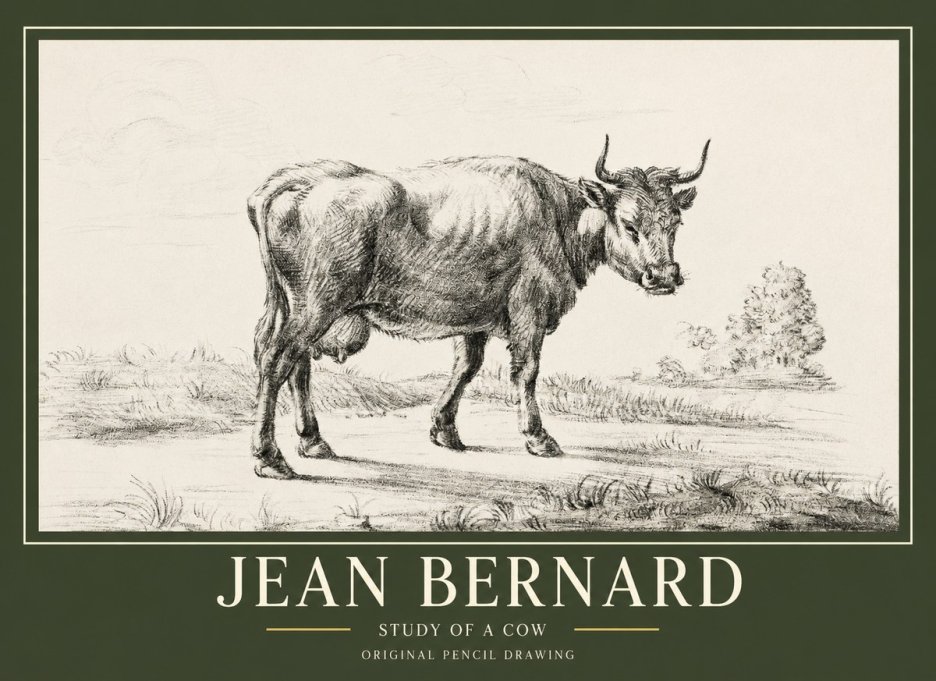 Jean Bernard Study of a Cow XII No1 - Poster