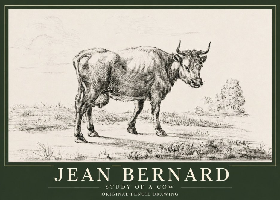 Jean Bernard Study of a Cow XII No3 - Poster