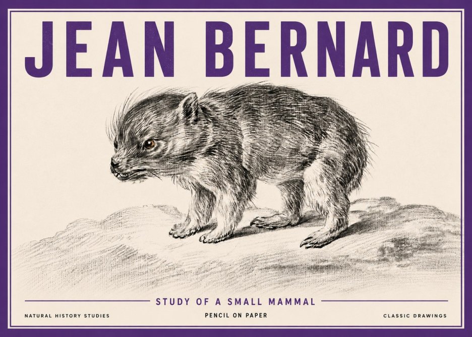 Jean Bernard Study of a Small Mammal No5 - Poster