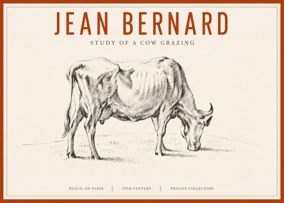 Jean Bernard Study of a Cow Grazing I No3 - Poster