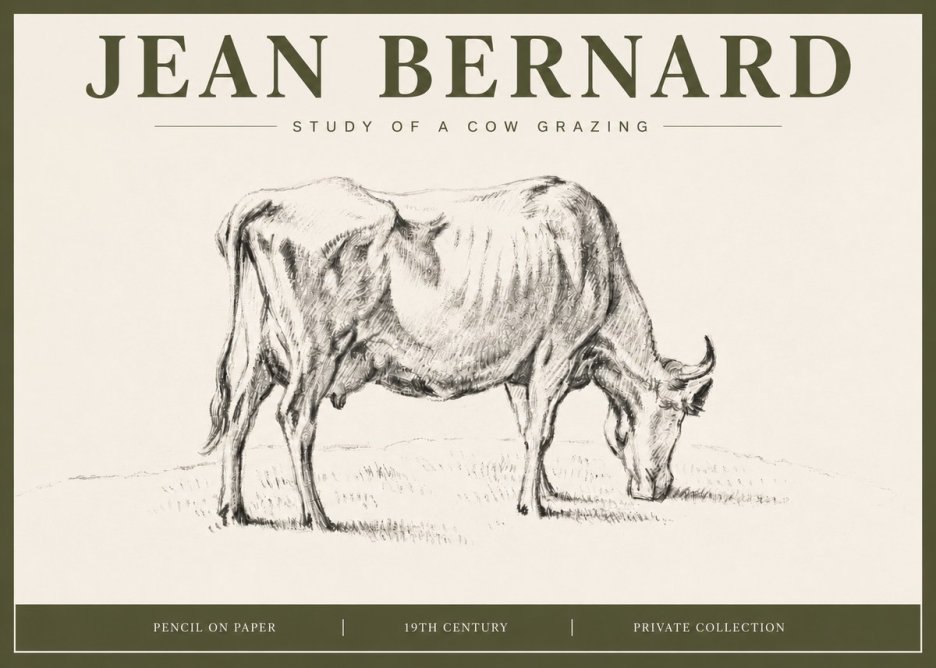 Jean Bernard Study of a Cow Grazing I No4 - Poster
