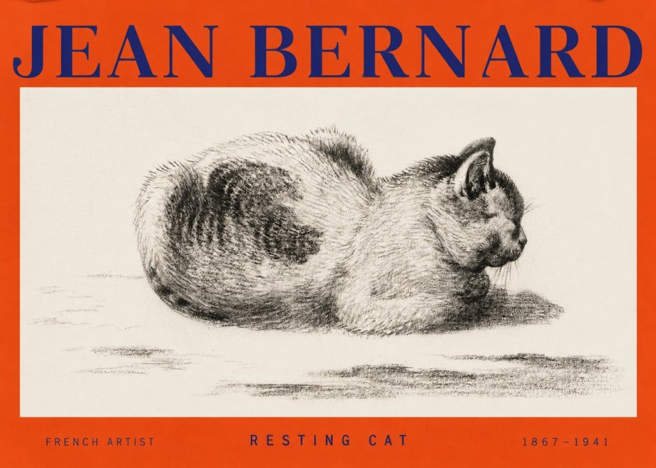 Jean Bernard Resting Cat No2 - Poster