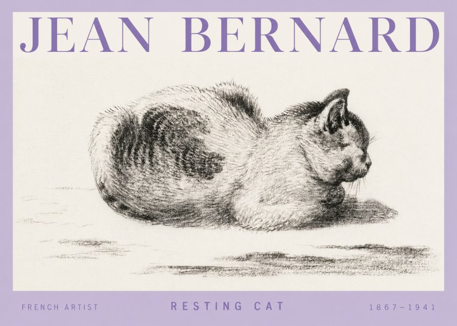 Jean Bernard Resting Cat No4 - Poster