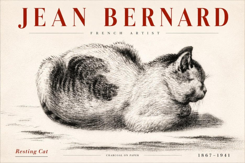Jean Bernard Resting Cat No5 - Poster
