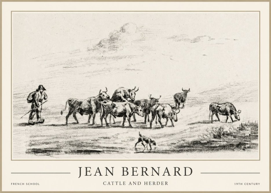 Jean Bernard Cattle and Herder No1 - Poster