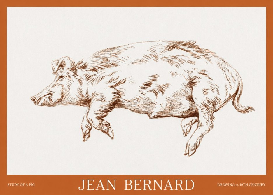Jean Bernard Study of a Pig II No6 - Poster