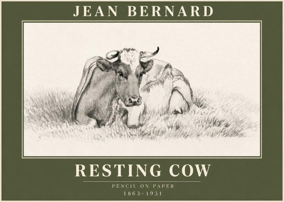 Jean Bernard Resting Cow IV No3 - Poster
